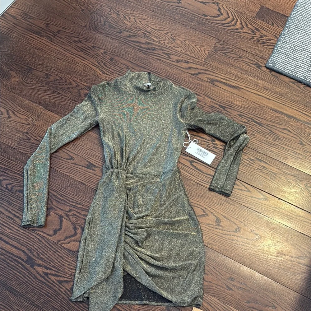 Metallic Gold Long Sleeve Dress - Picture 1 of 4